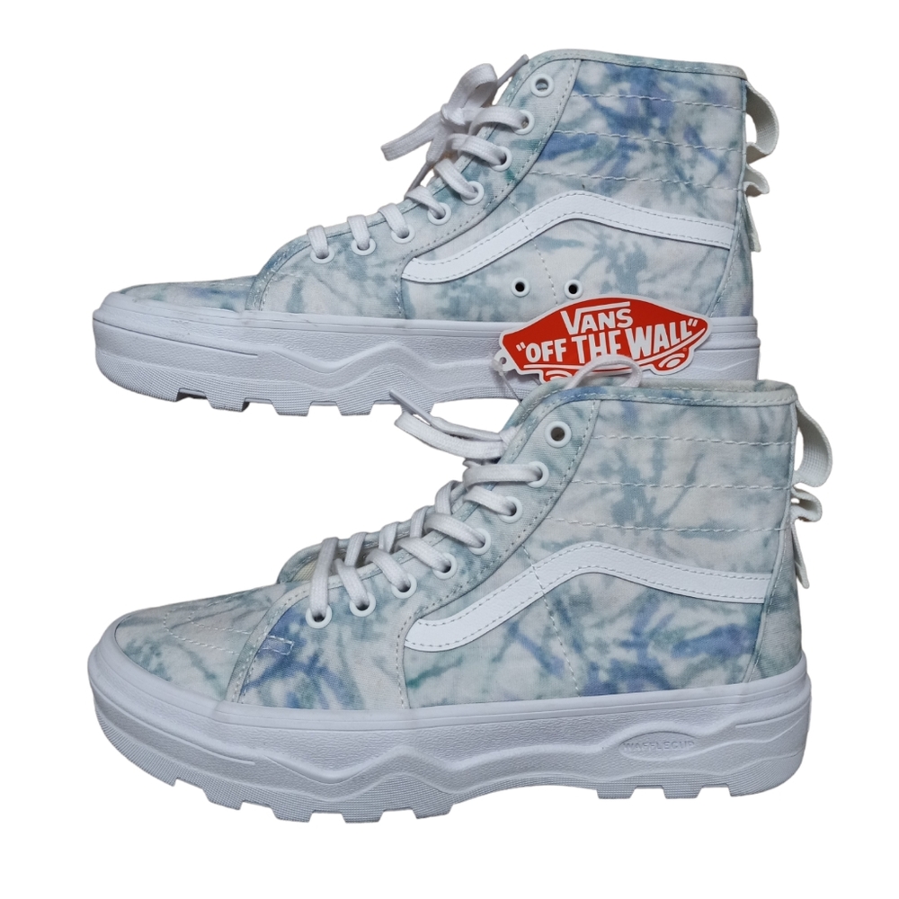 Vans Sentry Sk8 Hi M-Sz 8.5 W-10 Blue White Tie Dye Wafflecup High Top Shoes